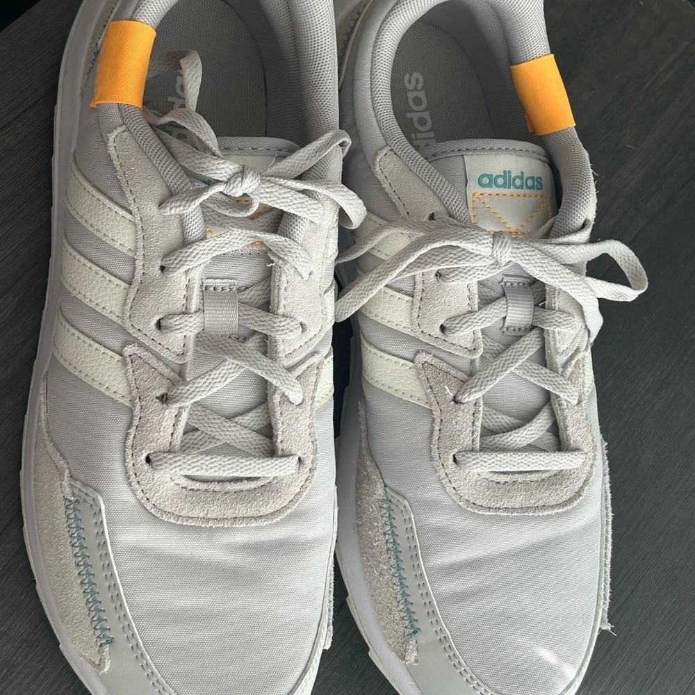 Adidas Women’s Gray and Orange Athletic Shoes with Suede and Mesh - Picture 4 of 5